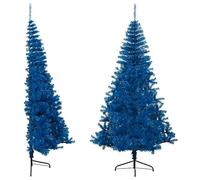 vidaXL Medio Árbol de Navidad Artificial con Soporte Sala Iluminación Navideña Salón Casa Adorno Navideño Fiesta Decoración Festival PVC Azul 240 cm