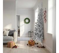 vidaXL Medio Árbol de Navidad Artificial y Soporte Sala Iluminación Navideña Salón Casa Adorno Navideño Decoración Festival PVC Plateado