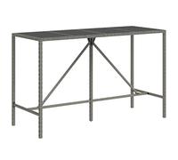vidaXL Mesa Alta Bar con Superficie Vidrio ratán PE Gris 180x70x110 cm