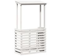 vidaXL Mesa Alta Bar de Jardín, Mesita de Barra con Almacenamiento, Mueble de Pub, Estante para Balcón Patio Terraza, Madera Maciza Blanco