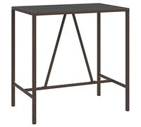 Mesa Alta Bar Superficie Vidrio Ratán Pe Marrón 110x70x110 Cm Vidaxl