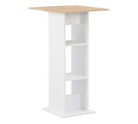 vidaXL Mesa de Bar Madera Blanca y Roble Sonoma 60x60x110 cm Mesita Mesilla Elevada Alta Mueble Mobiliario Auxiliar Comedor Pub Estanterías Consola