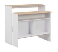 Mesa De Bar Con 2 Encimeras Blanca Y Roble 130x40x120 Cm Vidaxl