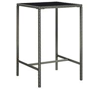vidaXL Mesa Alta de jardín ratán sintético y Vidrio Gris 70x70x110 cm | Materiales de metal y ratán de calidad, diseño moderno que se adapta a cualquier lugar, protección UV para un uso duradero en