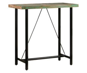 vidaXL Mesa Alta, Mesita de Comedor Fiesta, Mesa de Bar de Cocina Recepción, Mueble para Pub Bistró, Hierro y Madera Maciza Reciclada