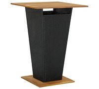 vidaXL Mesa Alta Muebles Mobiliario Cocina Salón Sala Estar Hogar Exterior Patio Estable Duradera Ratán Sintético Negro 80x80x110 cm Madera de Acacia