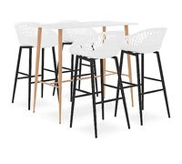 vidaXL Mesa Alta y Taburetes de Bar 5 Piezas Pub Jardín Bistró Casa Restaurante Cafetería Decoración Interior Silla Mostrador Moderno Blanco