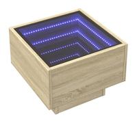 vidaXL Mesa Auxiliar con LED Madera ingeniería Roble Sonoma 40x40x30cm, Mesa de Centro, Mesa de salón, Mesa de teléfono, Mesa de lámpara, Mesa pequeña