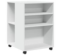 vidaXL Mesa Auxiliar con Ruedas Madera ingeniería Blanco 55x60x78 cm, Mesa Auxiliar con Ruedas, Mesa Auxiliar de Dormitorio, Mesa Auxiliar rodante
