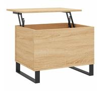 vidaXL Mesa auxiliar convertible, mesa auxiliar de madera de roble Sonoma con patas de metal, versátil mesa de sala de estar con parte superior abatible y almacenamiento oculto, ideal para comedor y