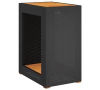 vidaXL Mesa Auxiliar de Jardín con Tapa de Madera, Mesita de Centro, Mesilla Exterior, Muebles para Patio Terraza Balcón, Ratán PE Negro