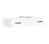 vidaXL Mesa auxiliar de pared, color blanco brillante, 87,5 x 34,5 x 17 cm, sala de estar, mesa auxiliar moderna, diseño rectangular, solución de montaje en pared, amplio almacenamiento, muebles