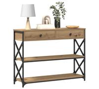 vidaXL Mesa Auxiliar de Roble Artesanal 100 cm Diseño Moderno Muebles de Interior Soluciones de Almacenamiento Acento Estiloso Sala de Estar Multi Uso Mesa Compacta Versátil Decoración Chic para el H