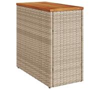 vidaXL Mesa Auxiliar Jardín con Tapa de Madera, Mesita Pequeña de Centro, Mesa de Sofá, Mueble para Patio Balcón Terraza Porche, Ratán PE Beige