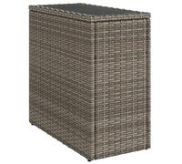 vidaXL Mesa Auxiliar Jardín con Tapa de Vidrio, Mesita Pequeña de Centro, Mesa de Sofá, Mueble para Patio Balcón Terraza Porche, Ratán PE Gris