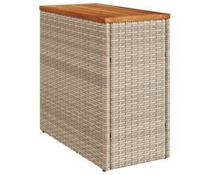 vidaXL Mesa Auxiliar jardín Tapa Madera ratán PE Beige 58x27,5x55 cm