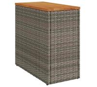 Mesa auxiliar jardín tapa madera ratán PE gris 58x27,5x55 cm