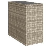 vidaXL Mesa Auxiliar jardín Tapa Vidrio ratán Gris Claro 58x27,5x55 cm, Mesa Auxiliar de Exterior, Mesa pequeña de Patio, Mesa pequeña de Exterior