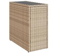 Mesa Auxiliar Jardín Tapa Vidrio Ratán Pe Beige 58x27,5x55 Cm Vidaxl