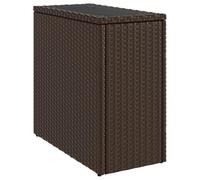 vidaXL Mesa Auxiliar Jardín con Tapa de Vidrio, Mesita Pequeña de Centro, Mesa de Sofá, Mueble para Patio Balcón Terraza Porche, Ratán PE Marrón