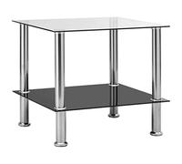 vidaXL Mesa Auxiliar Lateral Gabinete de Noche Soporte Salón Café Té Dormitorio Decorativa Estables Duradera de Vidrio Templado Transparente