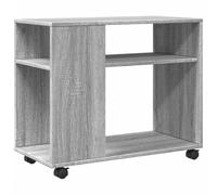 vidaXL Mesa auxiliar, mesa de café con ruedas, espacio de almacenamiento, mesa de sofá, mesa de café para salón, mesa de salón, mesa de madera Sonoma gris