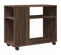 vidaXL Mesa auxiliar, mesa de café con ruedas, espacio de almacenamiento, mesa de sofá para salón, mesa de salón, mesa de madera de roble marrón