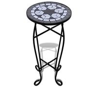 vidaXL Mesa Auxiliar Mesa para Plantas de Mosaico Color Negro y Blanco
