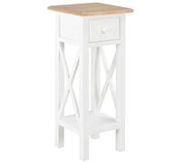 vidaXL Mesa Auxiliar Mesita Mesilla Soporte de Teléfono Mueble de Salón Dormitorio Mobiliario de Madera Pino y MDF Blanca 27x27x65,5 cm