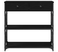 Mesa Auxiliar Moderna de Roble Negro de vidaXL Con Dos Cajones Muebles de Acento Elegantes Para Sala de Estar o Dormitorio Mesa Lateral de Madera Acabado Mate Almacenamiento
