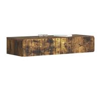 vidaXL Mesa auxiliar montada en la pared, madera de roble ahumado, mesa de salón moderna, rectangular, estante de pared, funcional, diseño minimalista, para un orden perfecto en casa