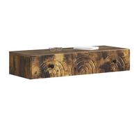 vidaXL Mesa auxiliar montada en la pared Madera de roble ahumado, sala de estar, diseño moderno, mesa rectangular, mucho espacio de almacenamiento, versátil, mueble que ahorra espacio