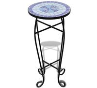 vidaXL Mesa Auxiliar para Plantas Mosaico Azul y Blanco