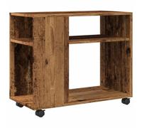 vidaXL Mesa Auxiliar rodante Madera ingeniería Envejecido 70x35x60 cm