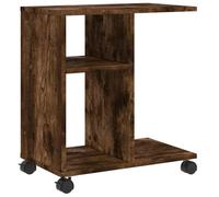 vidaXL Mesa Auxiliar Ruedas Madera ingeniería Roble Ahumado 50x30x55cm, mesita Auxiliar, Mesa Auxiliar de sofá, mesita de salón, Mesa Decorativa