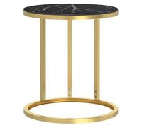 Mesa Auxiliar Vidrio Templado Mármol Negro Y Dorado 45 Cm Vidaxl