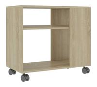 Mesa Auxiliar De Madera Contrachapada Color Roble 70x35x55 Cm Vidaxl