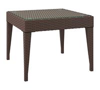 vidaXL Mesa Auxiliar Vidrio Templado ratán sintético marrón 50x50x38cm
