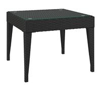 Mesa Auxiliar Vidrio Templado Ratán Sintético Negro 50x50x38 Cm Vidaxl
