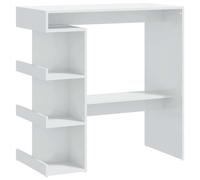 vidaXL Mesa Bar con Estante Desayuno Vino Cerveza Bistró Cocina Comedor Salón Sala de Estar Muebles Contrachapada Blanco Brillo 100x50x101,5 cm