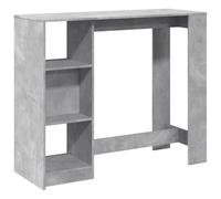 vidaXL Mesa Bar con Estante Madera Gris hormigón 124x46x103,5 cm