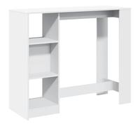 vidaXL Mesa Bar con Estante Madera ingeniería Blanca 124x46x103,5 cm