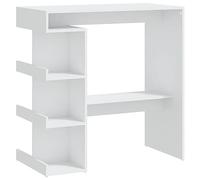 vidaXL Mesa Bar Estante Almacenaje Desayuno Vino Cerveza Bistró Cocina Comedor Salón Sala de Estar Muebles Madera Contrachapada Blanco 100x50x101,5 cm