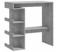 vidaXL Mesa Bar Estante Almacenaje Desayuno Vino Cerveza Bistró Cocina Comedor Salón Sala de Estar Muebles Madera Contrachapada Gris 100x50x101,5 cm