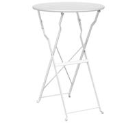 vidaXL Mesa Bistro Plegable Blanca Ø50 x 71 cm de Acero Recubierto en Polvo, Ideal para Comidas al Aire Libre. Su Diseño Redondo es Compacto y Portátil, Espacios Pequeños. Mobiliario d