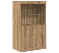 vidaXL Mesa Buffet Moderna para Comedor Acabado de Roble Artesanal Gran Almacenamiento Estilosa MDF Estantes de Vidrio Diseño Contemporáneo Uso Interior Rectangular Soluciones Elegantes para Muebles