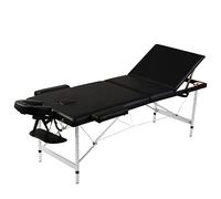 vidaXL Mesa Camilla de Masaje de Aluminio Plegable de Tres cuerpos Negros