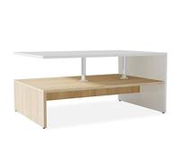 vidaXL Mesa Centro 90x59x42 Madera Roble Blanco Mesita Mesilla Mueble Auxiliar