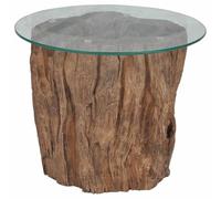 Mesa De Centro De Teca Y Vidrio 50x40 Cm Vidaxl