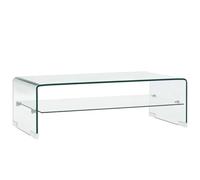 vidaXL Mesa Centro Vidrio Templado Transparente Mobiliario Hogar Decoración Moderna Estilo Minimalista Atemporal Vidrio Seguro Resistente 98x45x31cm
